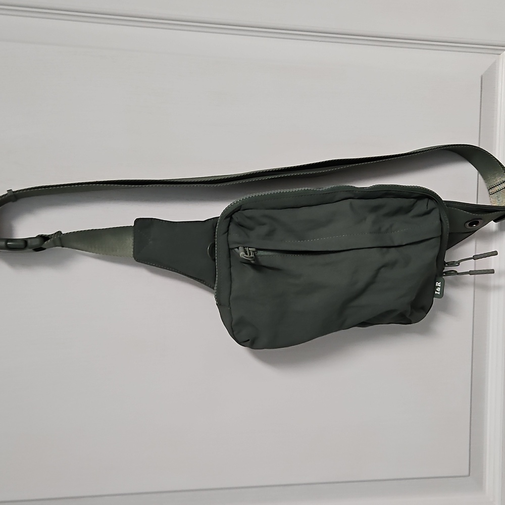 Iris & Rainbow "For All" Vertical Sling Crossbody Bag / Belt Bag - Army Green